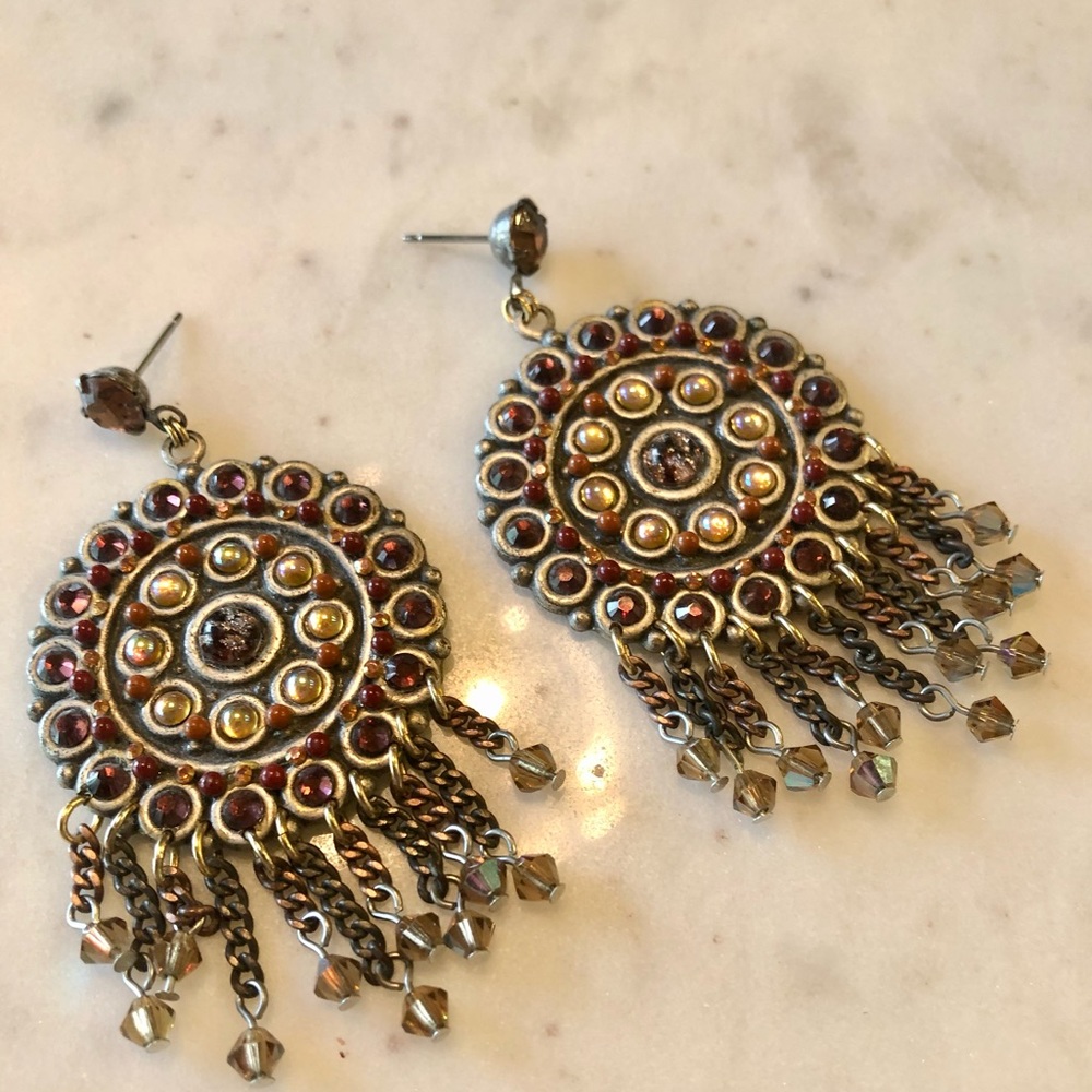Bronze and Brown Stone Earrings